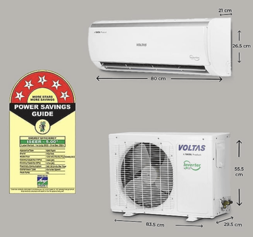 Voltas 1 Ton 5 Star, Inverter Split AC(Copper, 4-in-1 Adjustable Mode, Anti-dust Filter, 2023 Model, 125V Vectra Elite, White) - Image 3